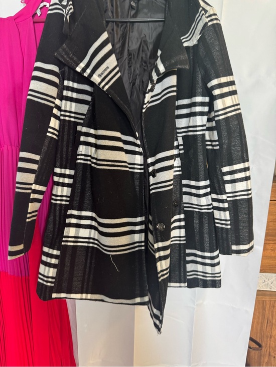 BCX Jackets & Blazers - BCX Black and White Plaid Pea Coat